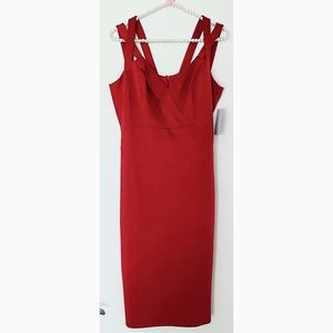 New Enfocus Studio Stretch Strappy Red Dress 10 L